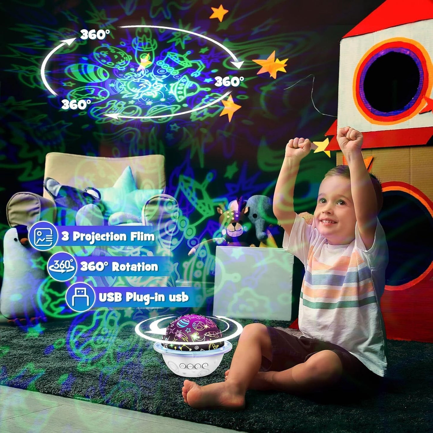 Dinosaur Toys for Kids 3-12: Dinosaur & Universe & Star Night Lights Projector
