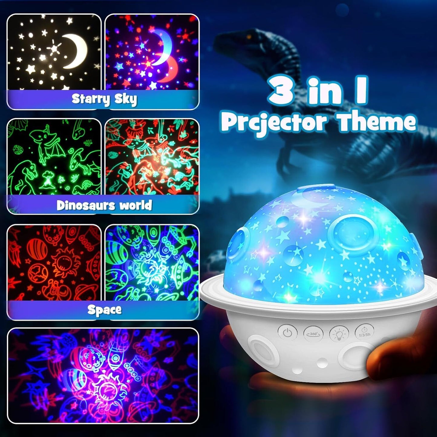 Dinosaur Toys for Kids 3-12: Dinosaur & Universe & Star Night Lights Projector