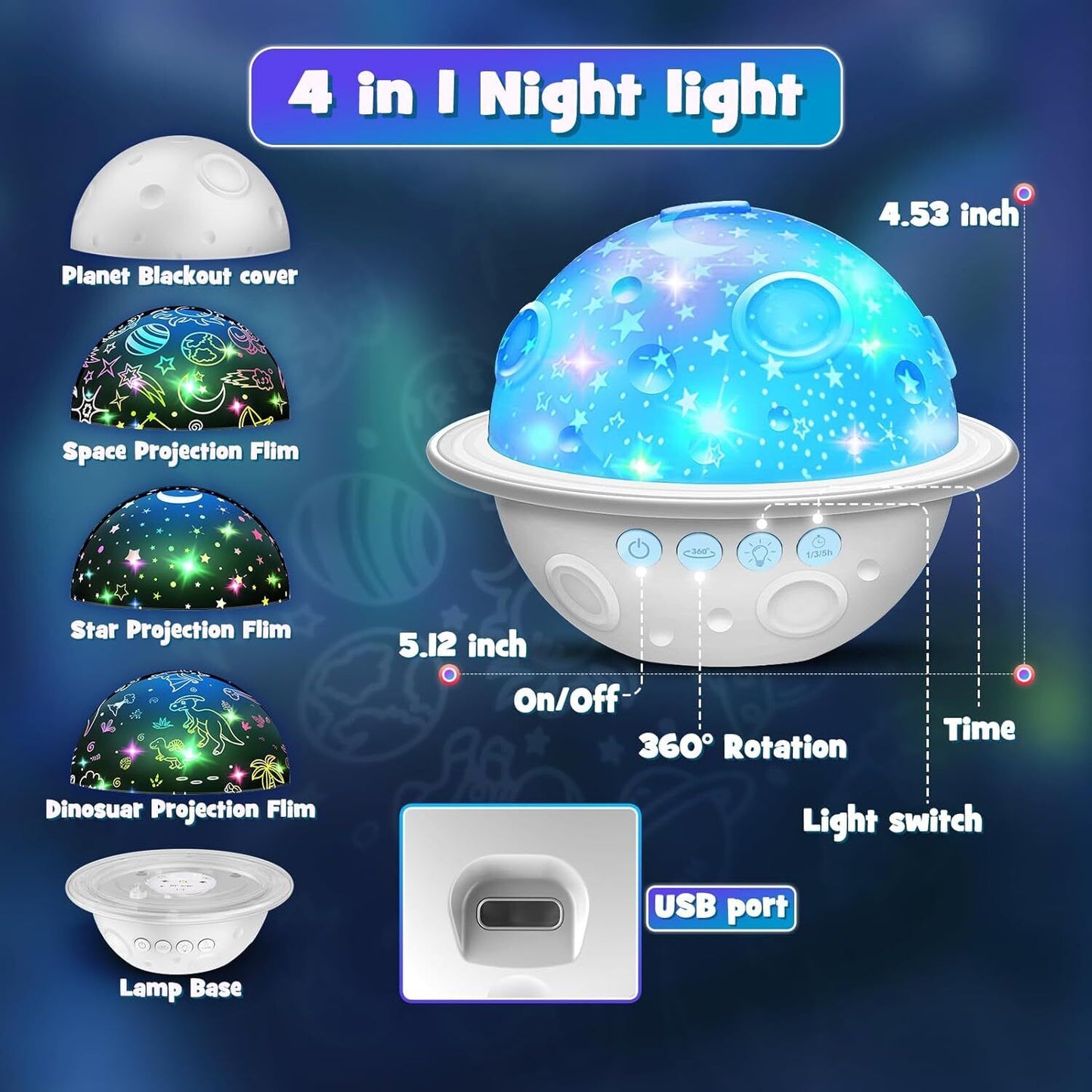 Dinosaur Toys for Kids 3-12: Dinosaur & Universe & Star Night Lights Projector