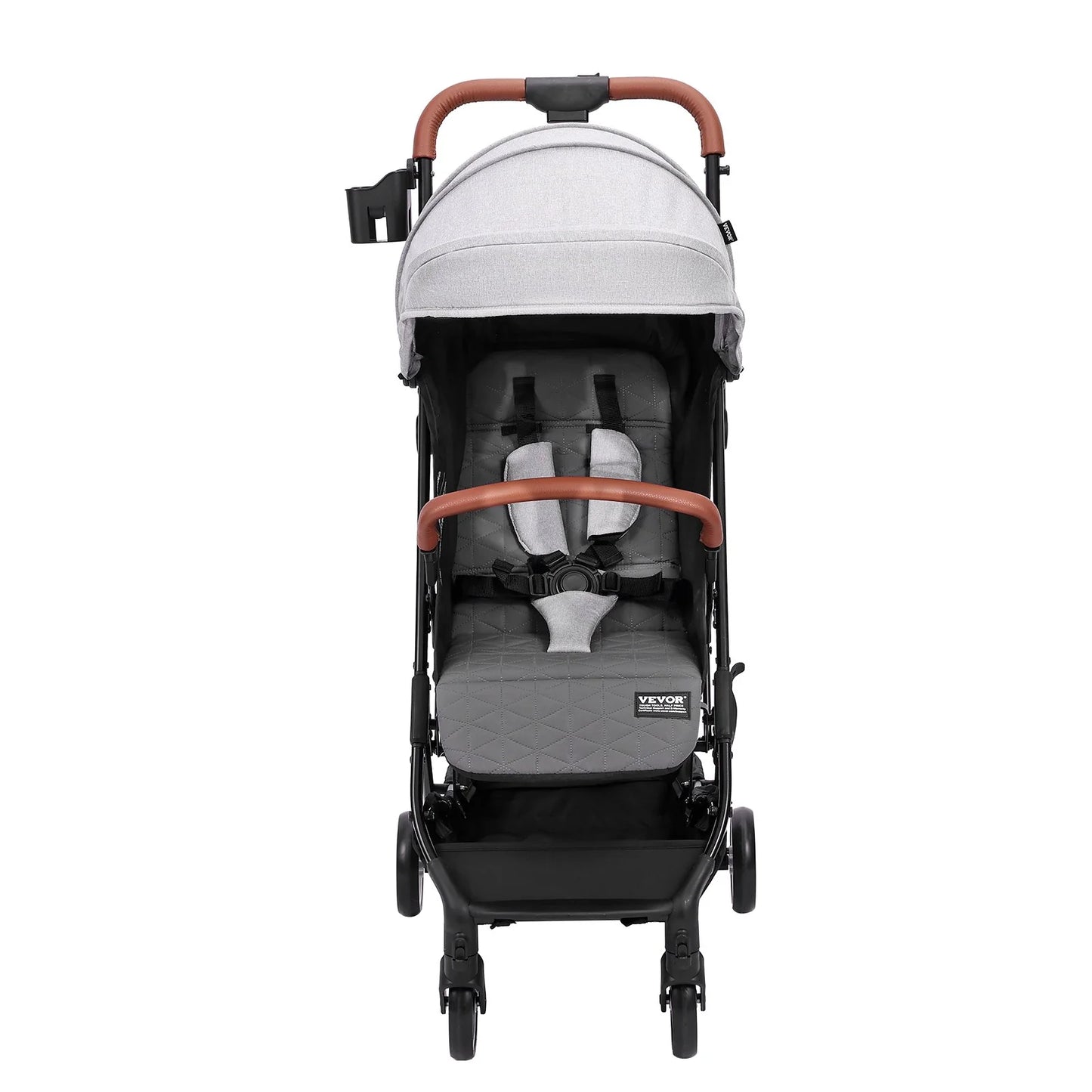 VEVOR Standard Baby Infant Stroller, Toddler Stroller with 95¡Ã-150¡Ã Adjustable Backrest & & 0/90¡Ãadjustable Footrest & One-Click Folding, Newborn Stroller with Cup Holder and Carry Bag, Light Grey