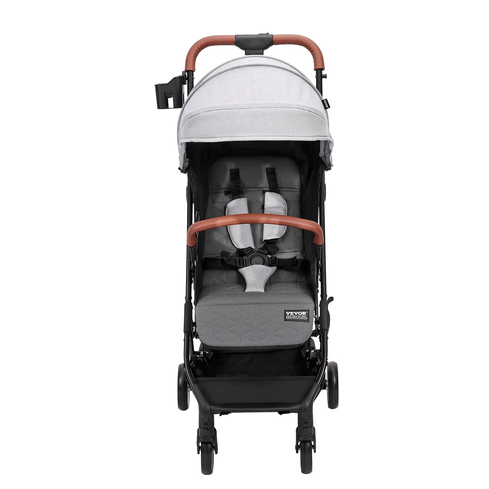 VEVOR Standard Baby Infant Stroller, Toddler Stroller with 95¡Ã-150¡Ã Adjustable Backrest & & 0/90¡Ãadjustable Footrest & One-Click Folding, Newborn Stroller with Cup Holder and Carry Bag, Light Grey