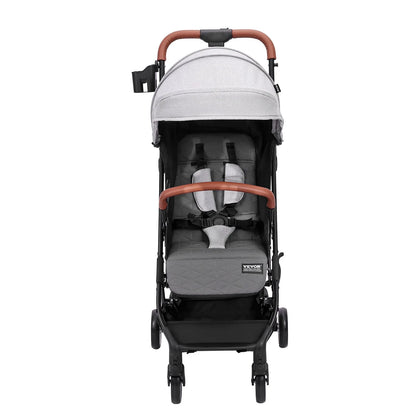 VEVOR Standard Baby Infant Stroller, Toddler Stroller with 95¡Ã-150¡Ã Adjustable Backrest & & 0/90¡Ãadjustable Footrest & One-Click Folding, Newborn Stroller with Cup Holder and Carry Bag, Light Grey
